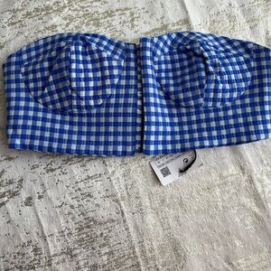 Zara Blue and White Gingham Strapless Bustier NWT